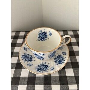 ALLYN NELSON  Collection Blue & white tea cup and saucer Vintage ANX8